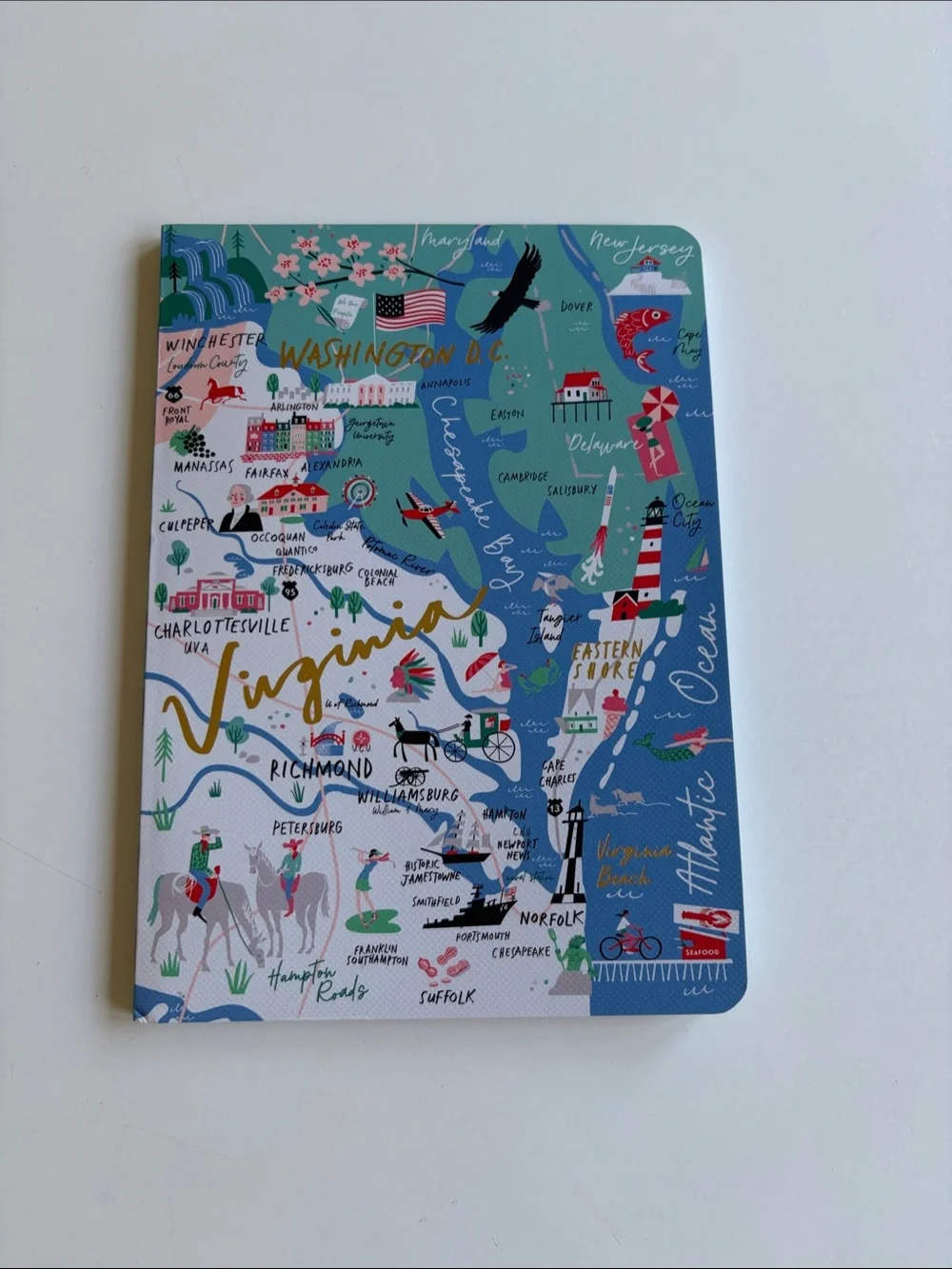 Spartina 449 Virginia Map Notebook - Blue, Teal, White